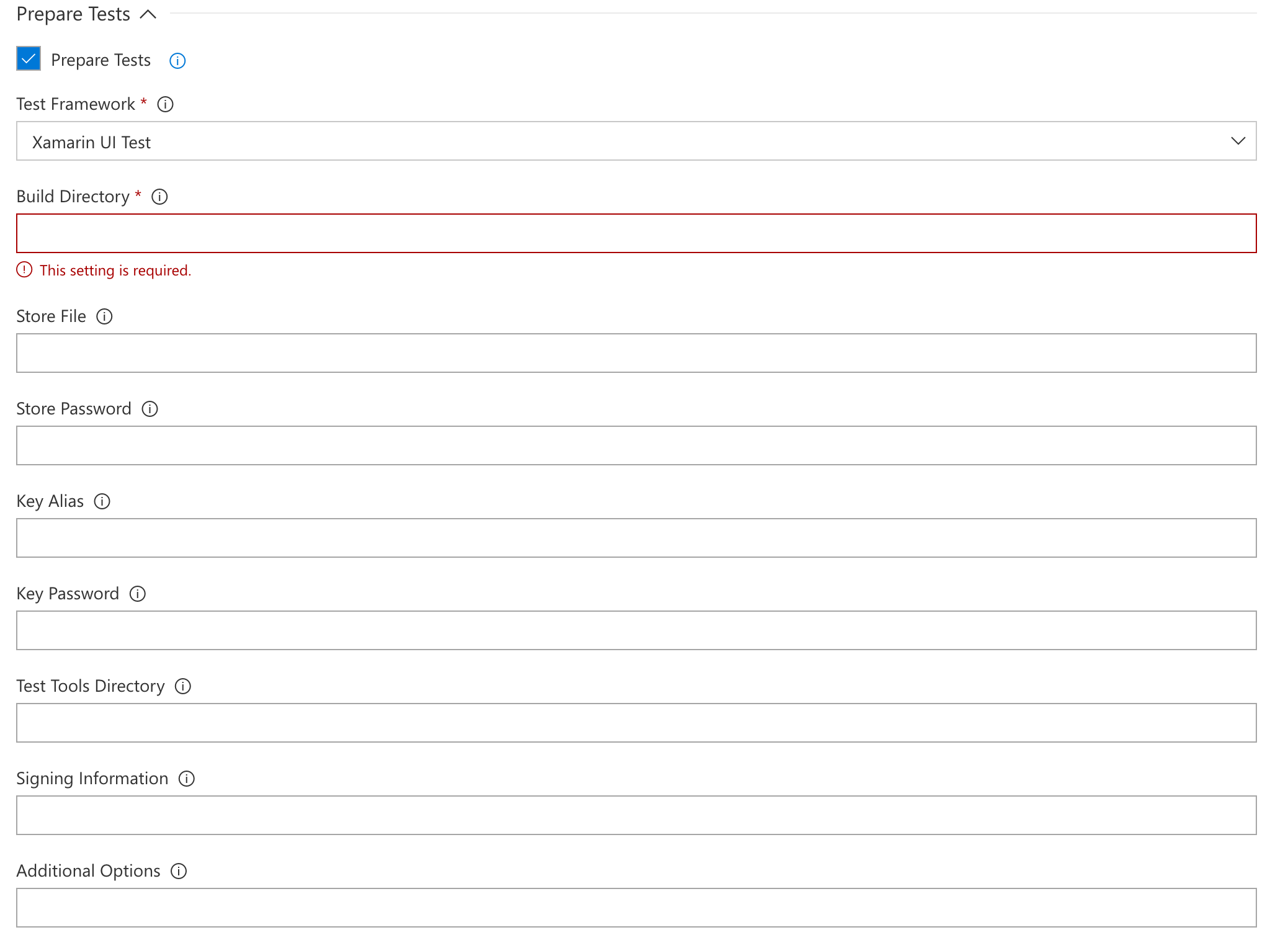 Sección Preparación de pruebas para el marco Xamarin.UITest