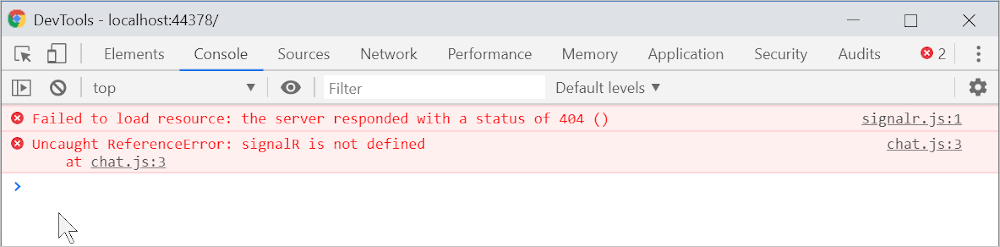 Error signalr.js not found.