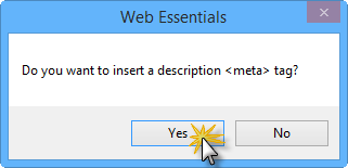 Web Essentials dialog box