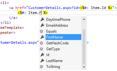 Compatibilidad con IntelliSense en enlaces fuertemente tipados