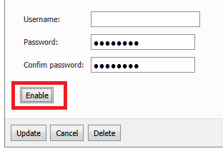 Control Panel create publishing credentials