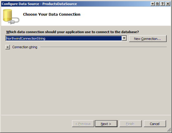 Configurar SqlDataSource para usar la base de datos Northwind