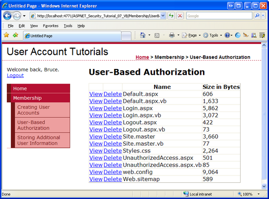 GridView enumera los archivos en el directorio raíz de la aplicación web