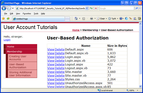 El control LoginView solo representa el cuadro de texto FileContents para usuarios autenticados