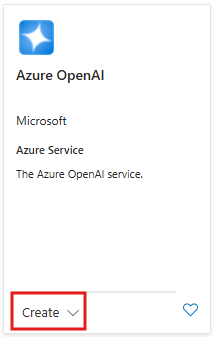 Captura de pantalla que muestra cómo crear un nuevo recurso Azure OpenAI Service en Azure Portal.