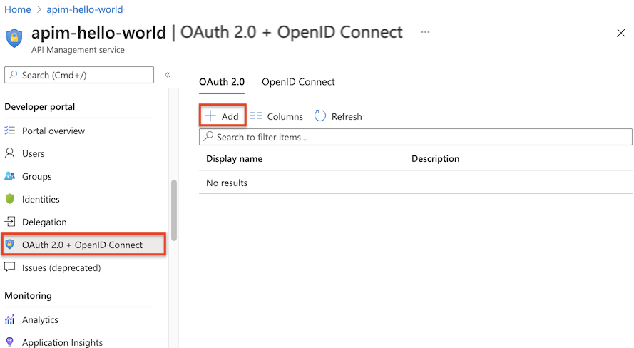 Menú OAuth 2.0