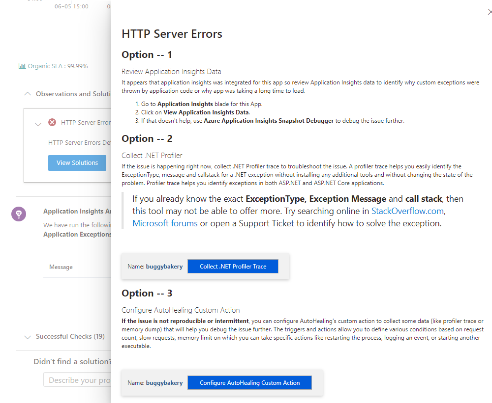 Application Insights y Solución de problemas y siguientes pasos