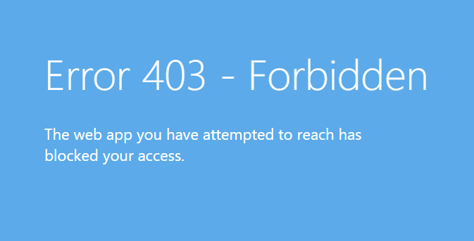 La captura de pantalla muestra el texto del Error 403: Prohibido.