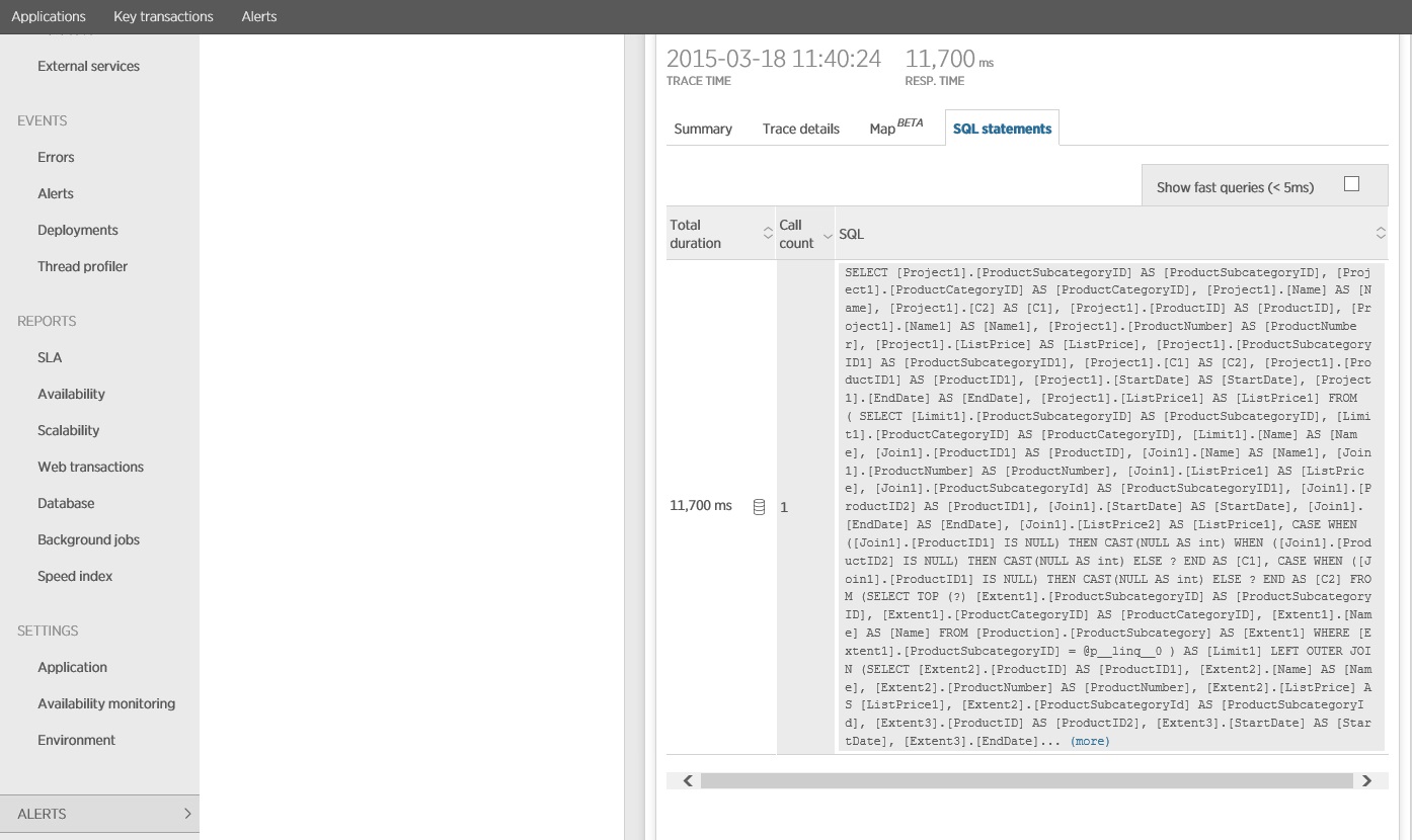 Detalles de consulta de la API fragmentada