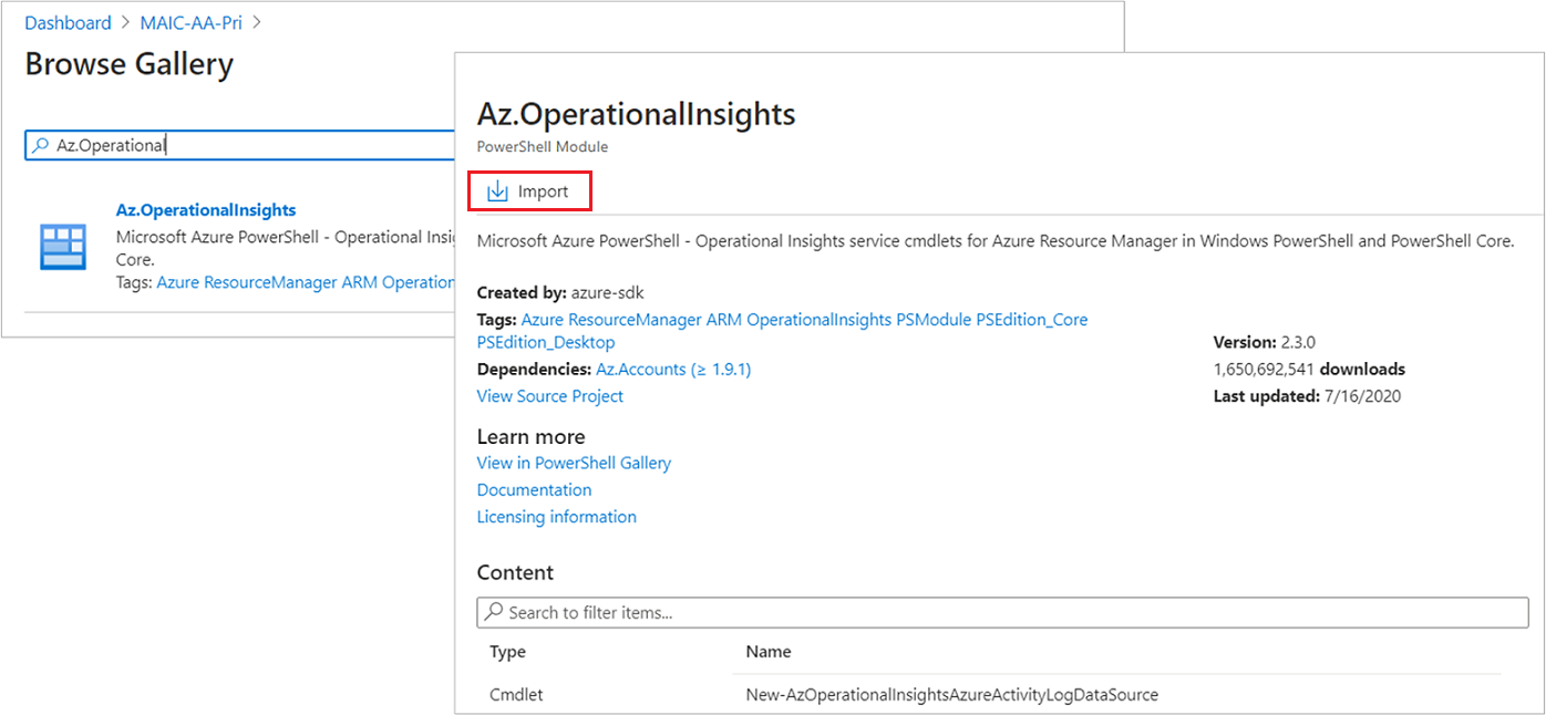 Importar el módulo OperationalInsights