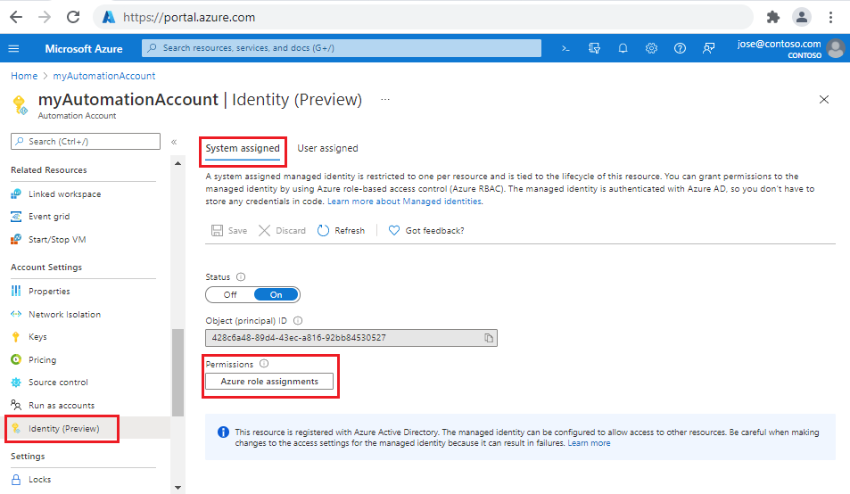 Selección de asignaciones de roles de Azure en el portal.