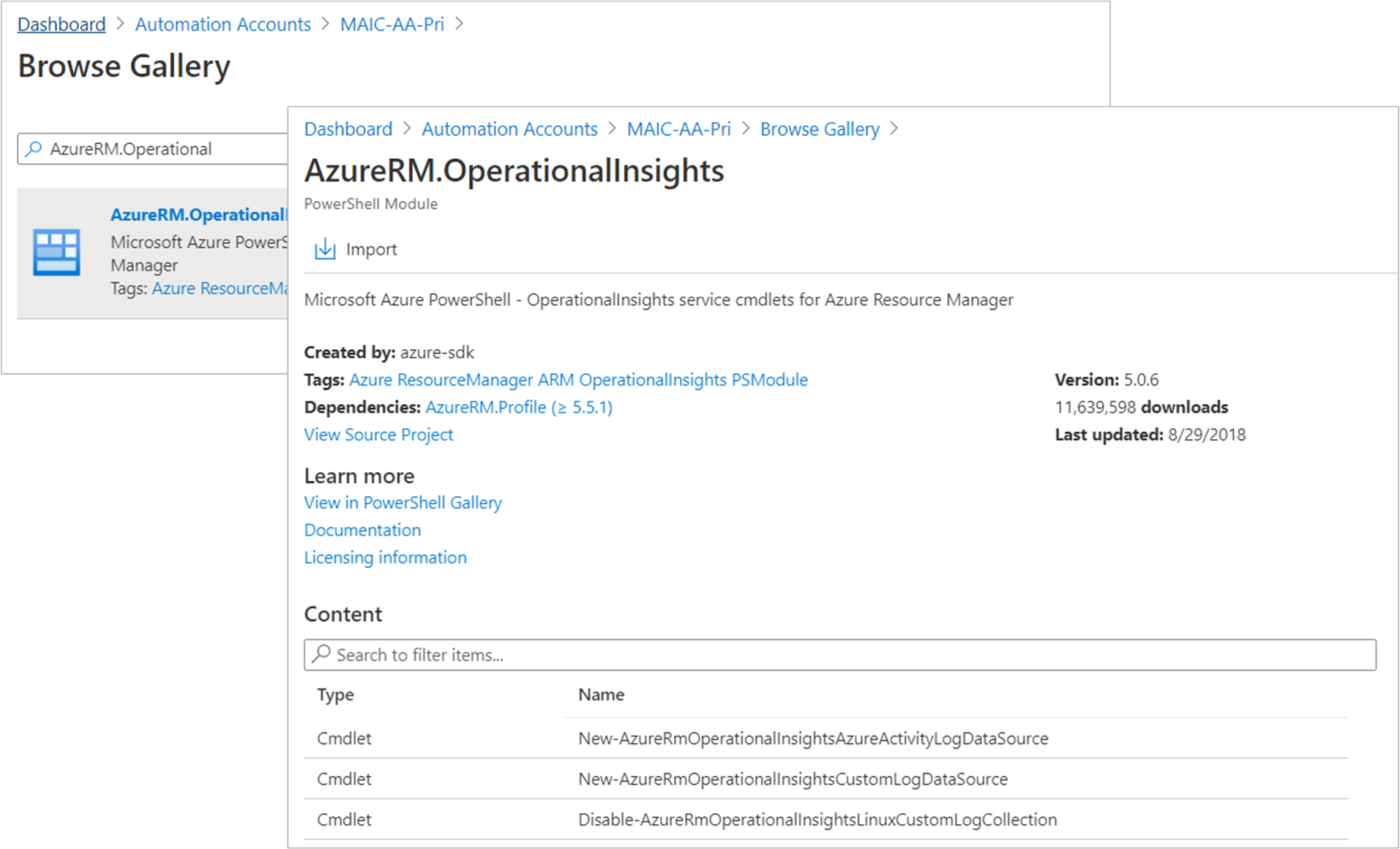 Importar el módulo OperationalInsights