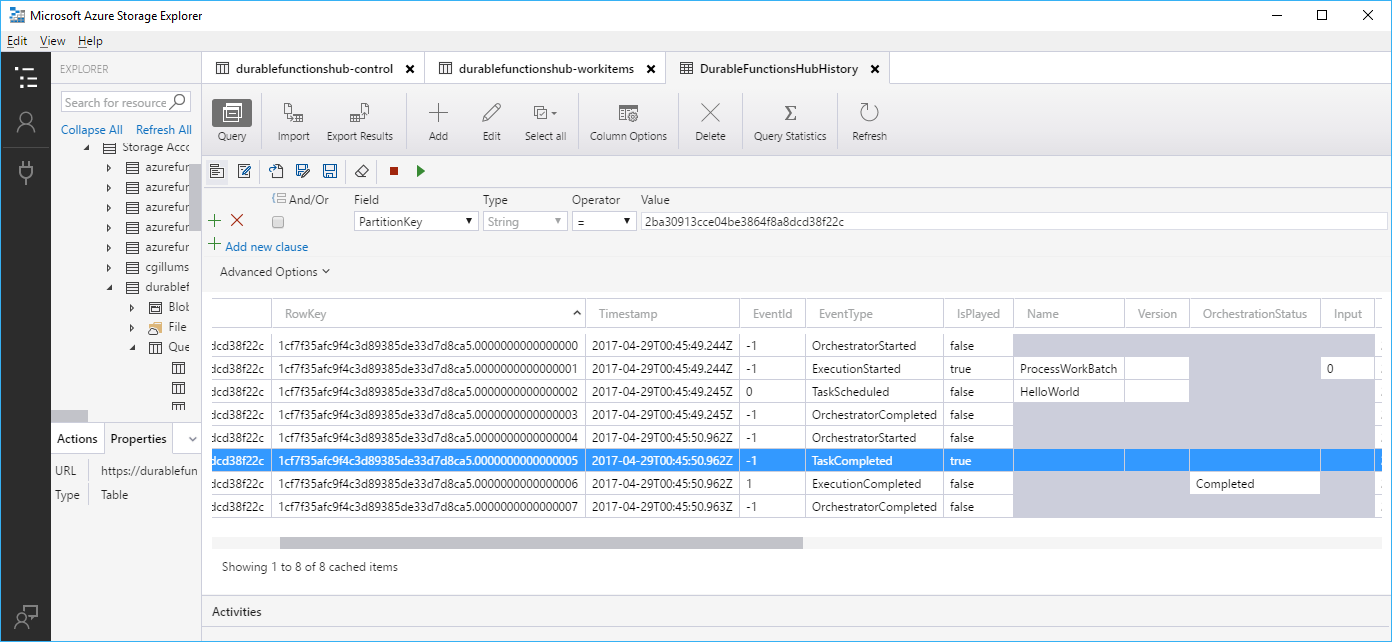 Captura de pantalla del Explorador de Azure Storage