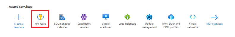 Captura de pantalla que muestra el icono de los almacenes de claves en Azure Portal.