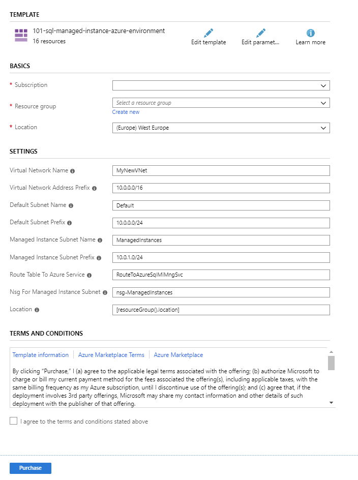 Plantilla de Resource Manager para configurar la red de Azure