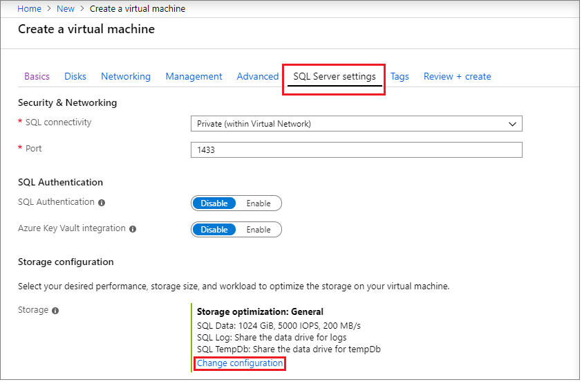 Captura de pantalla que resalta dónde puede cambiar la configuración del almacenamiento.