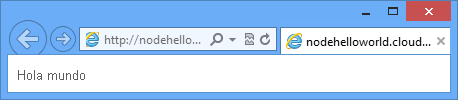 Ventana del explorador que muestra la página hello world; la dirección URL indica que la página está hospedada en Azure.