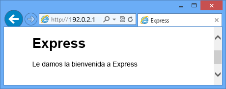 Una página web que contiene la bienvenida a Express.