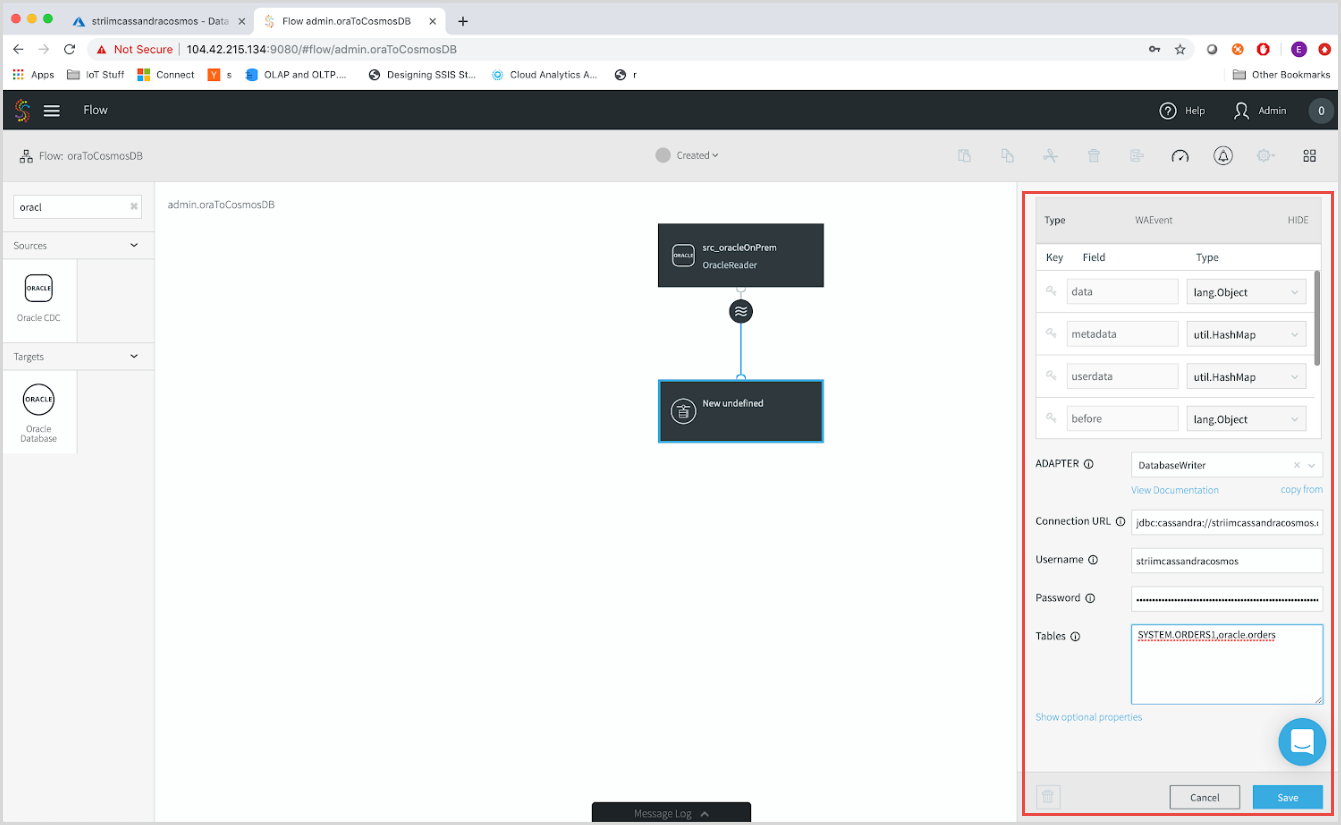 Configuración de propiedades de destino