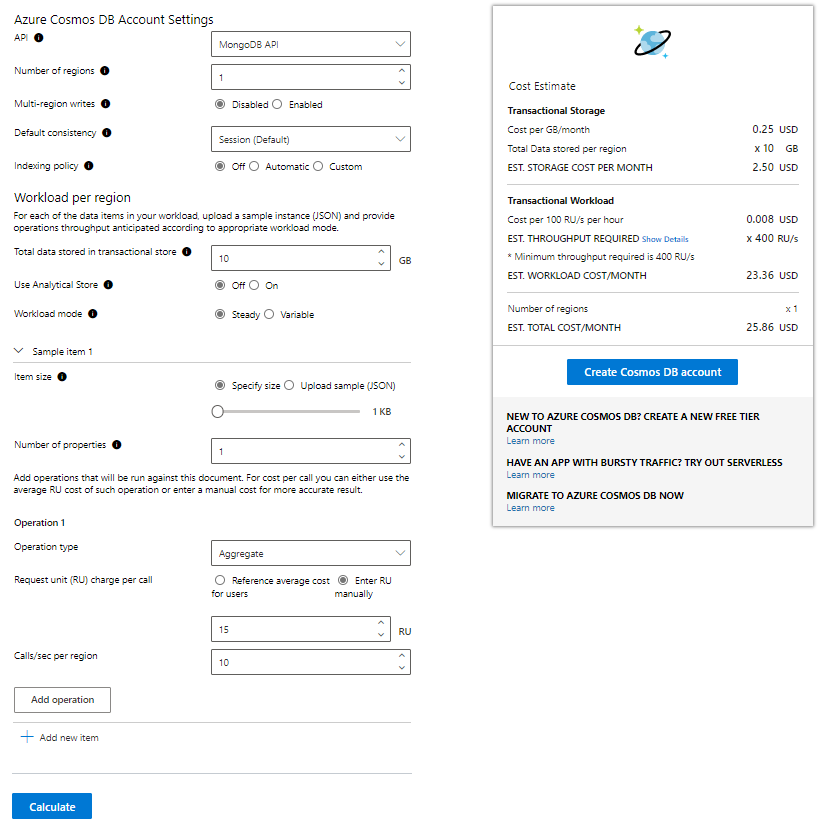 Modo avanzado de Capacity Planner