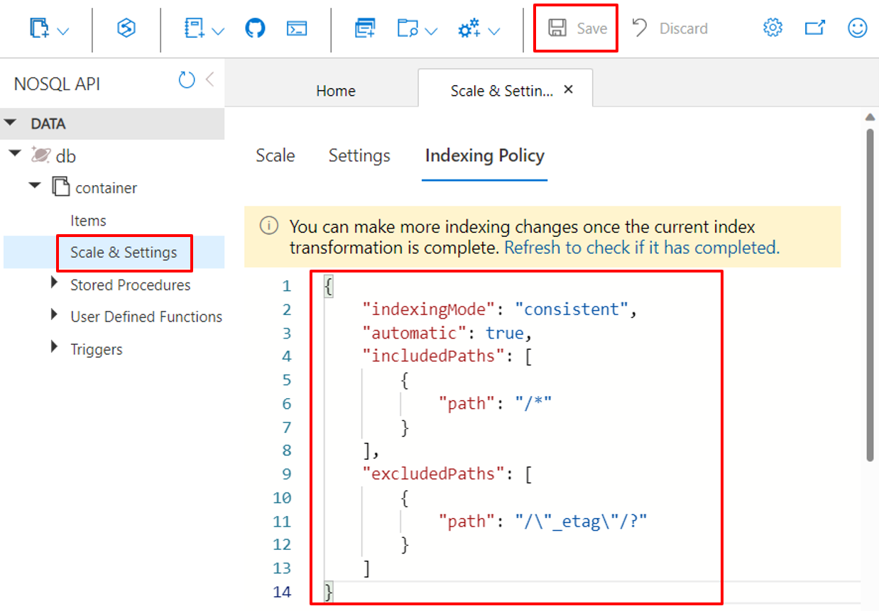 Administración de la indexación mediante Azure Portal