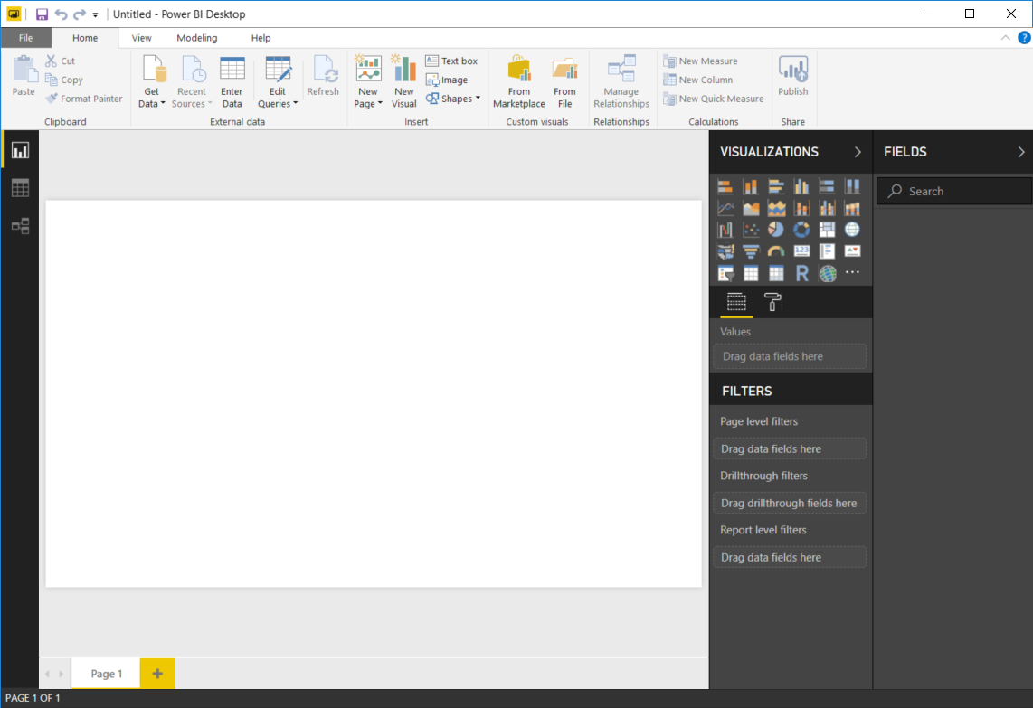 Vista de informes de Power BI Desktop: conector de Power BI