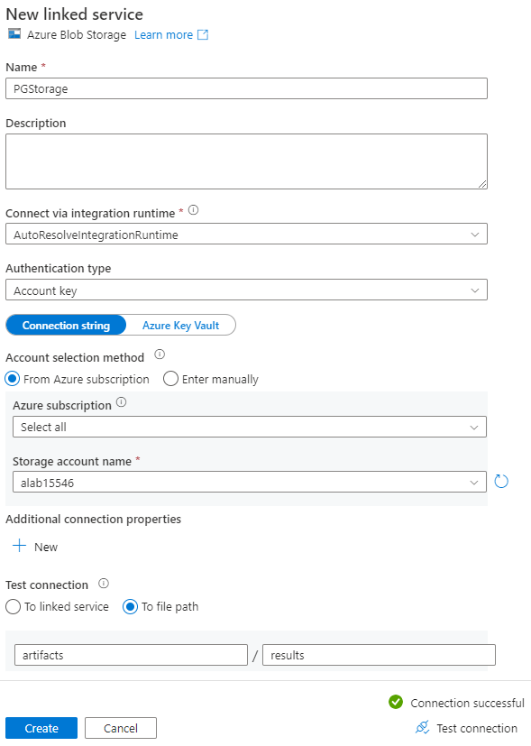 Captura de pantalla que muestra la configuración del origen en Azure Data Factory.