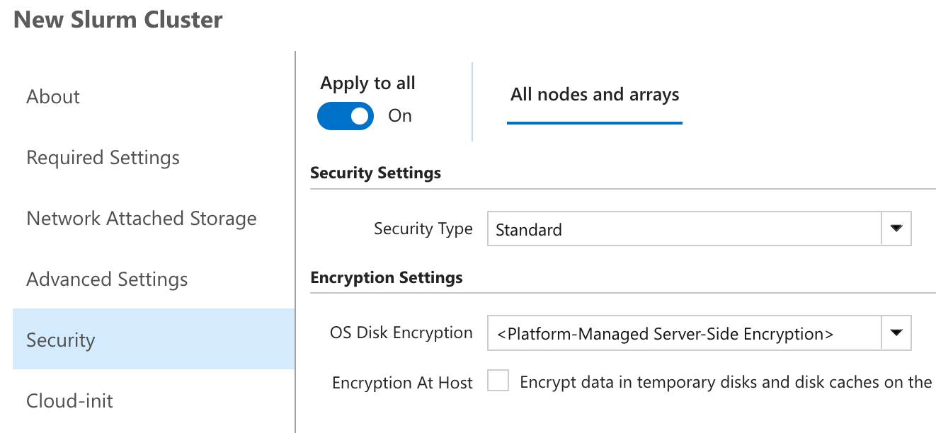 Configuración de matriz de nodos compartidos de CycleCloud