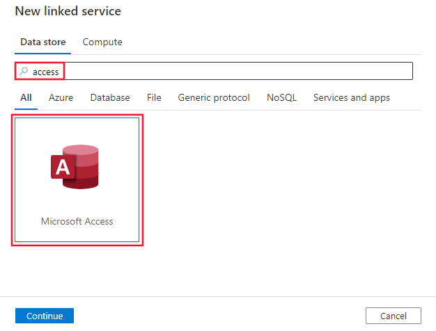 Seleccione el conector de Microsoft Access.