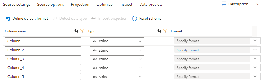 Captura de pantalla que muestra la configuración en la pestaña Proyección.