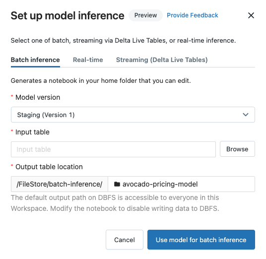 Cuadro de diálogo Configurar inferencia de modelos