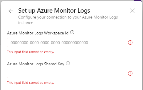 Escriba el identificador del área de trabajo y la clave principal y, a continuación, seleccione Configurar.