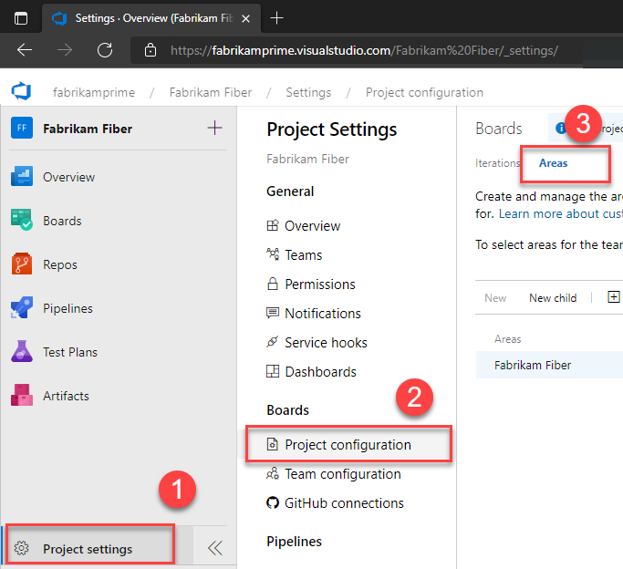 Captura de pantalla que muestra la apertura de la configuración del proyecto, el trabajo y la configuración del proyecto.