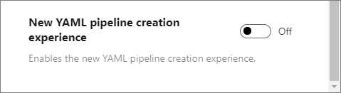 Haga clic en el botón de alternancia para desactivar la característica en vista previa de YAML