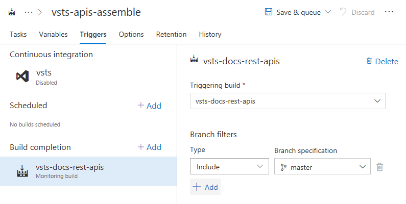 Configuración del encadenamiento de compilación