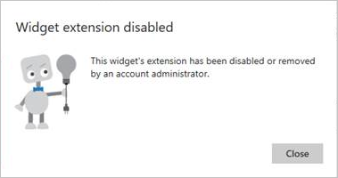 Captura de pantalla de la notificación de extensión de widget deshabilitada.