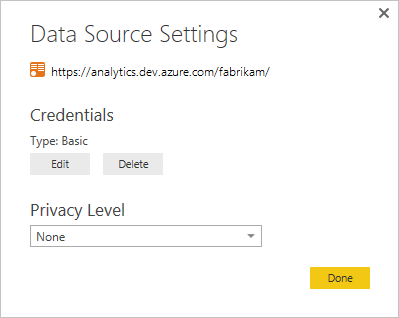 Configuración del origen de datos, segundo cuadro de diálogo