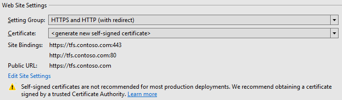 HTTPS y HTTP con el grupo de configuración de redirección.