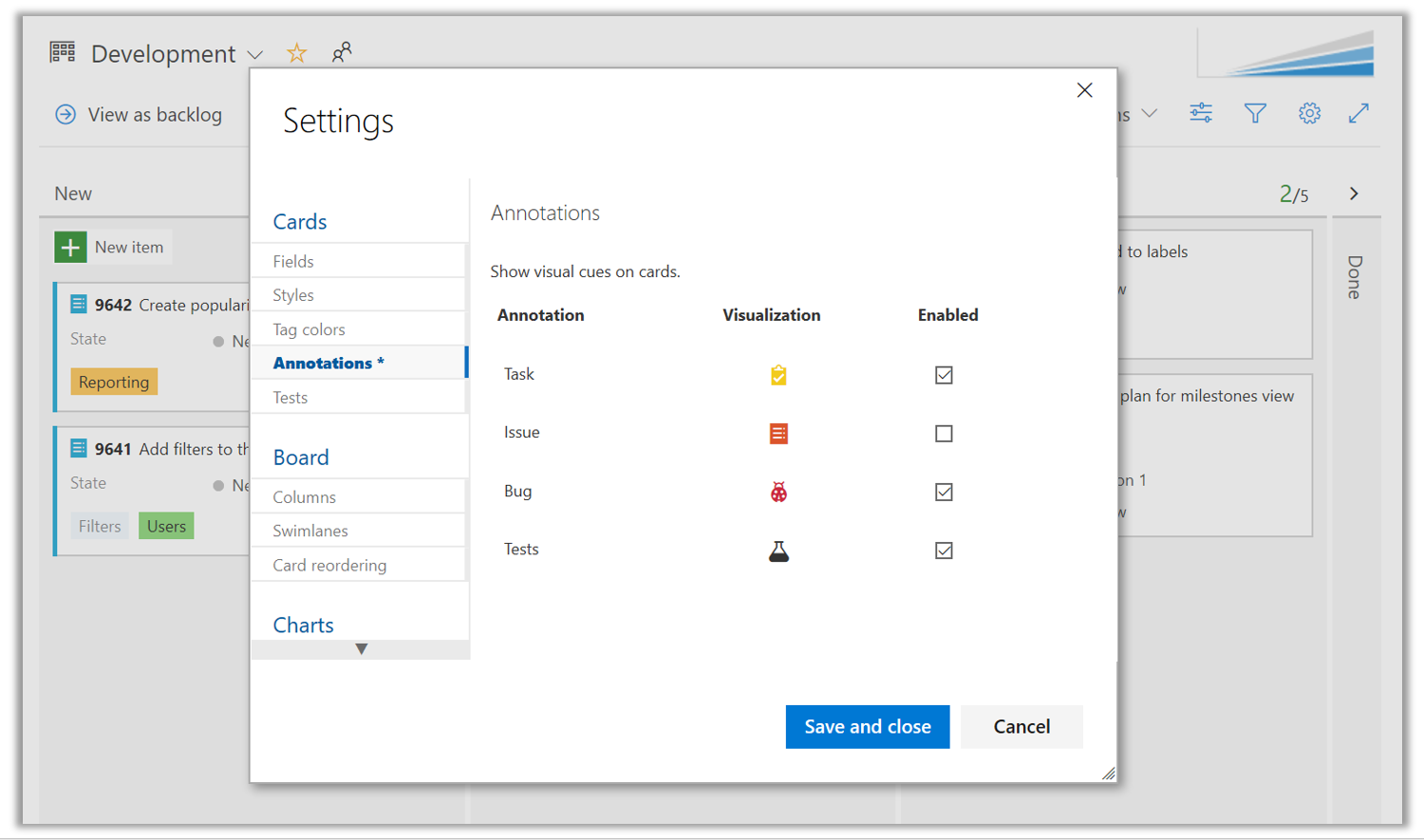 Configuración de anotaciones