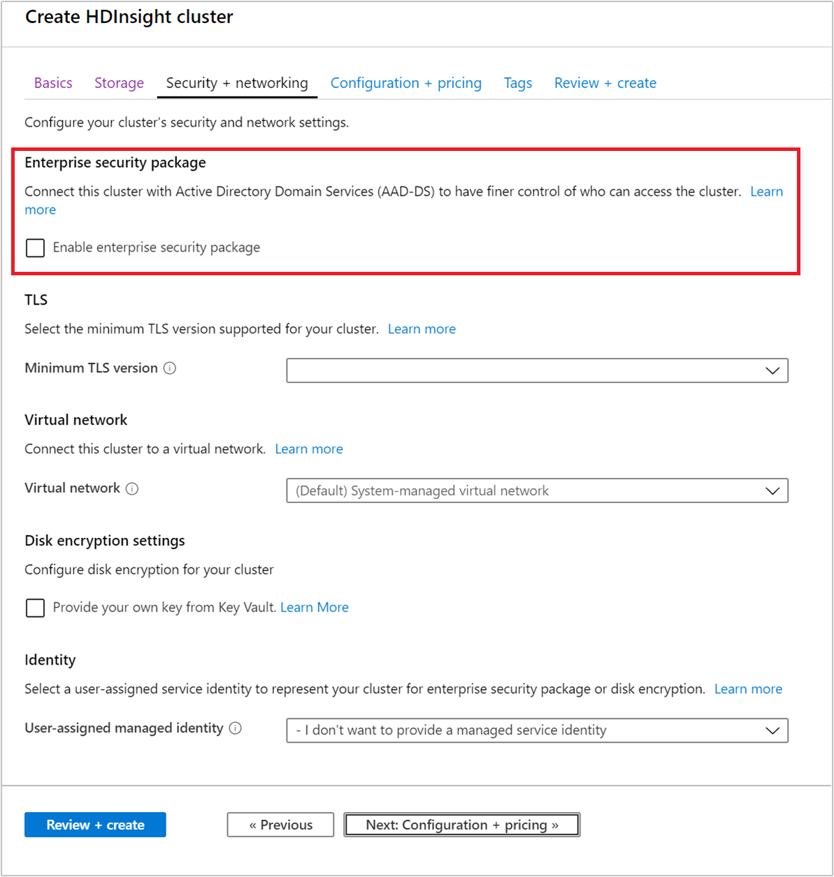 Validación del dominio de Enterprise Security Package de Azure HDInsight.