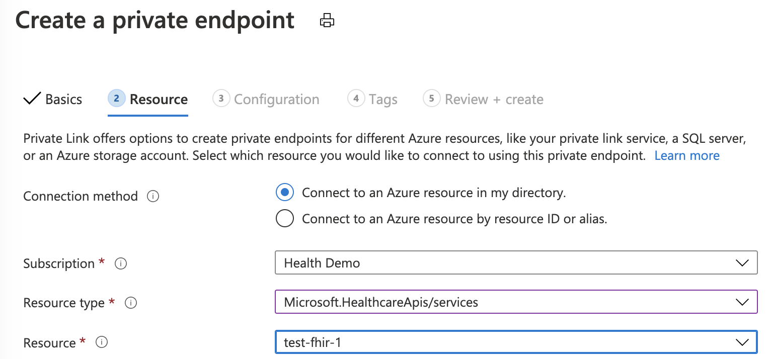 Pestaña Recursos de Azure Portal