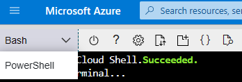 Captura de pantalla de la lista desplegable entorno de Cloud Shell.