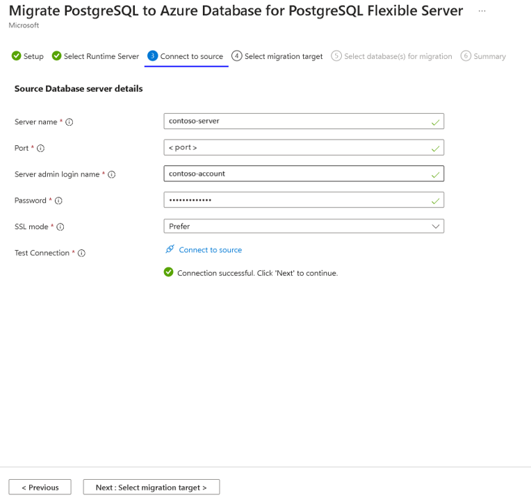 Captura de pantalla de Connectsourcemigration.