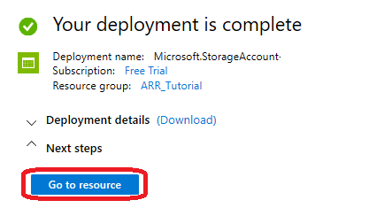 Creación de Azure Storage completa