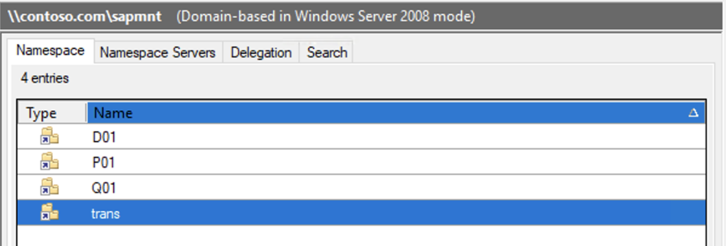 Captura de pantalla de la configuración de carpetas de un entorno de SAP