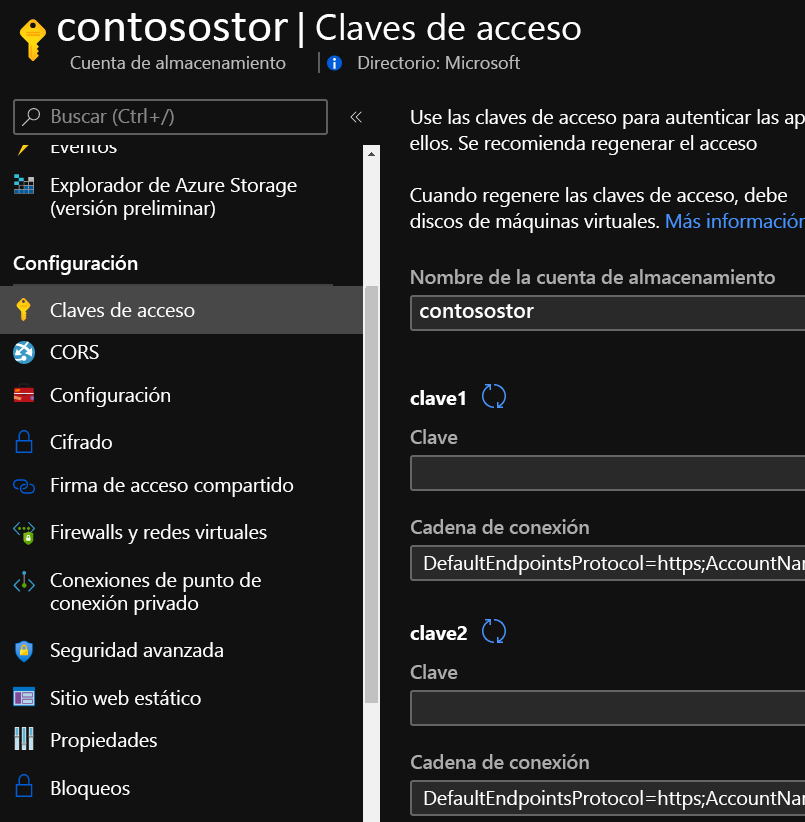 Muestra la configuración de la clave de acceso en el portal.