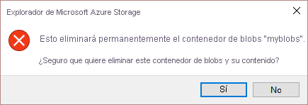 Delete blob Container confirmation