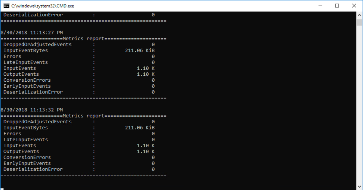 Ventana de proceso con datos en vivo de Azure Stream Analytics para Visual Studio