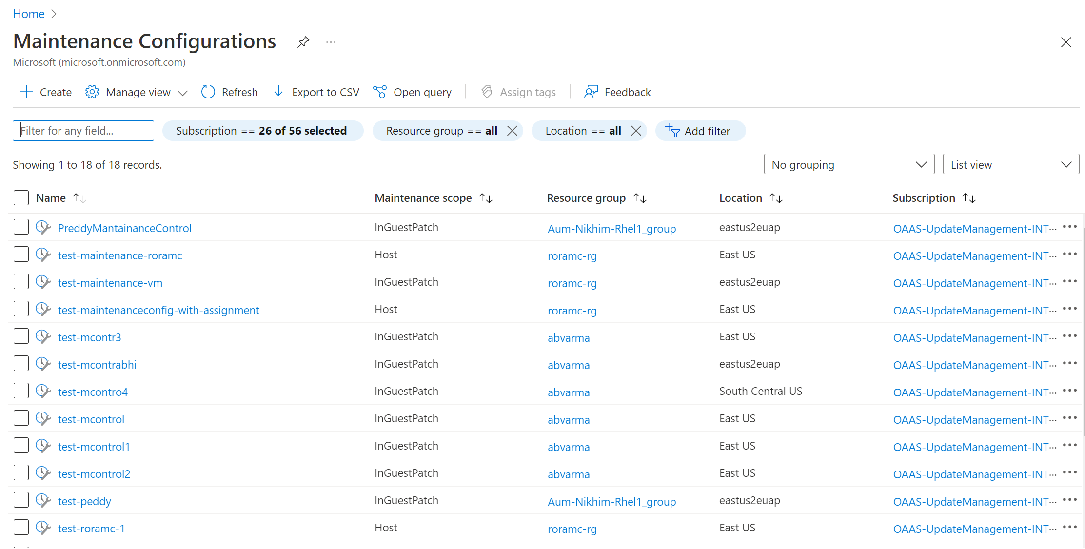 Captura de pantalla que muestra la configuración de mantenimiento.