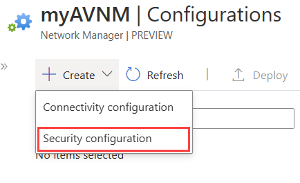 Captura de pantalla del menú desplegable para agregar una configuración.